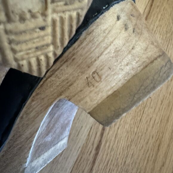 No. 6 Leather Clog Buckle Boot Womens 40* Black Leather Zipper Ankle Mid Heel - Picture 3 of 7